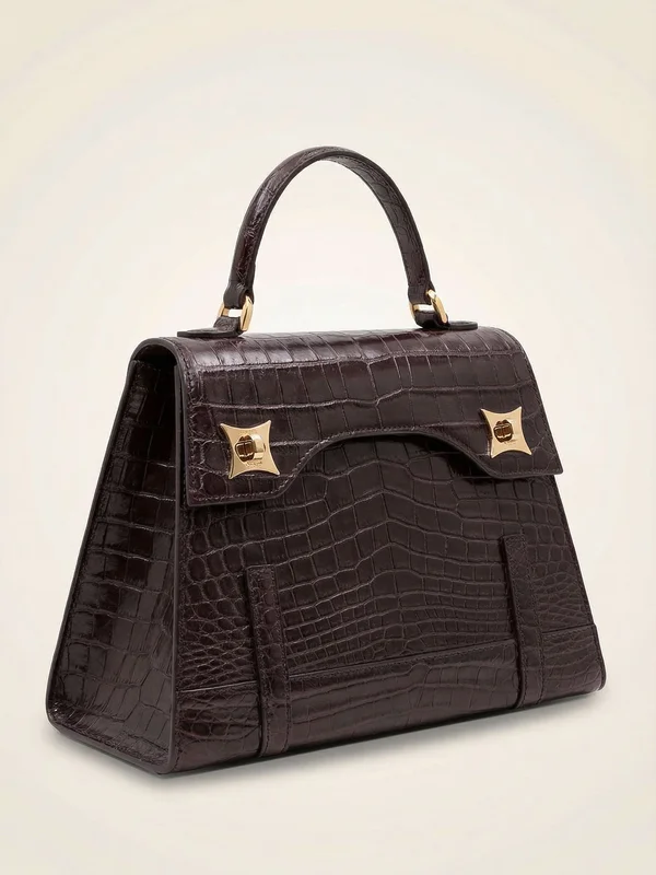 Sac Amandine Crocodile Chocolat GM